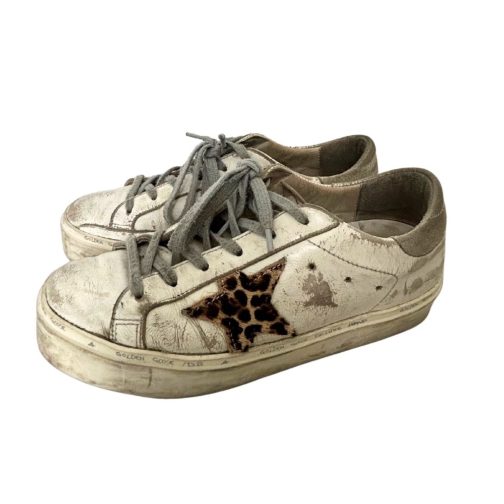 Golden Goose White and Brown Sneakers